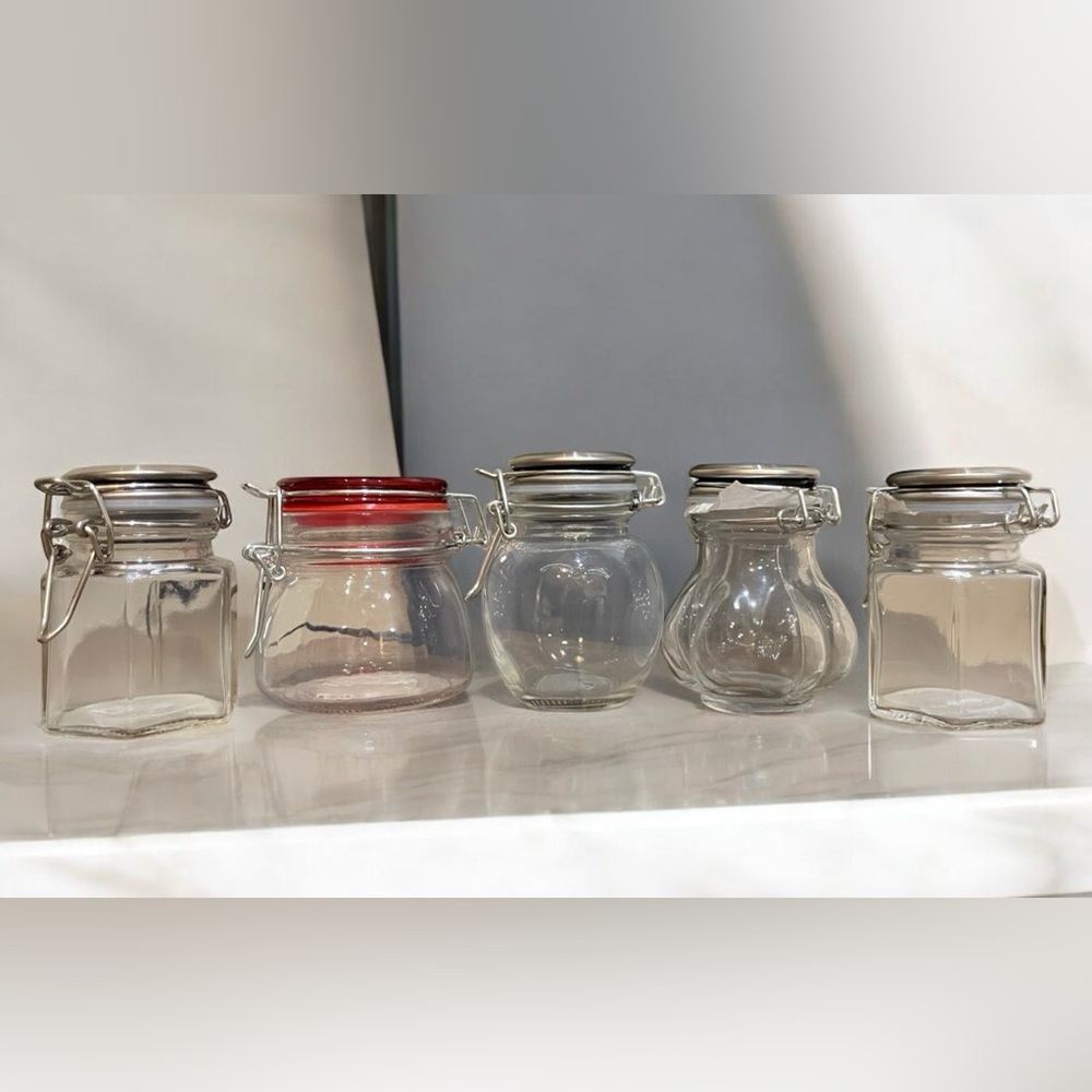 Mixed Lot of 5 Mini Storage Jars with Airtight Seal New Unused